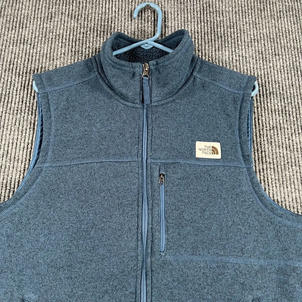 The North Face Sweatshirt Mens Large Blue Sleeveless Full Zip Mock Neck Fleece